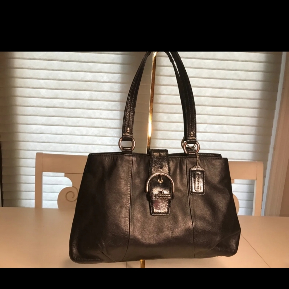 LAST CHANCE! F19248 Soho Black Carryall Leather Shoulder Purse Bag
